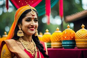 a beautiful indian bride in traditional attire. AI-Generated photo