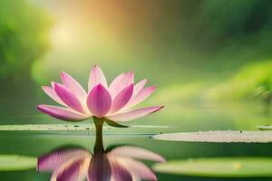 lotus flower in the water with green leaves. AI-Generated photo