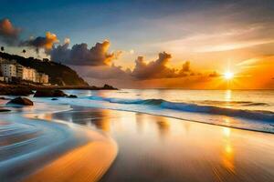 sunset on the beach. AI-Generated photo