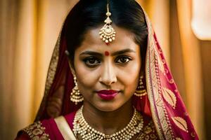 a beautiful indian bride in traditional attire. AI-Generated photo