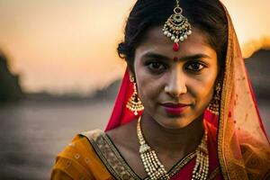 a beautiful indian woman in traditional attire. AI-Generated photo