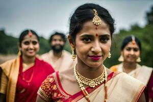 a woman in traditional indian attire poses for a photo. AI-Generated photo