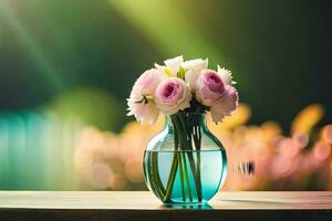 photo wallpaper flowers, the sun, the light, the background, flowers, the vase,. AI-Generated