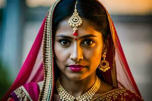 a beautiful indian bride in traditional attire. AI-Generated photo