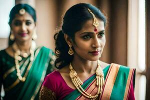 a beautiful indian bride in a sari. AI-Generated photo