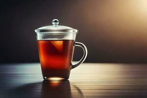 un vaso taza de té en un mesa. generado por ai foto