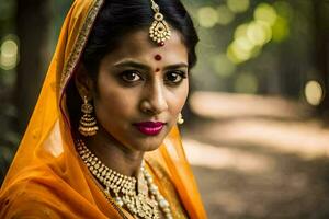 a beautiful indian woman in traditional attire. AI-Generated photo