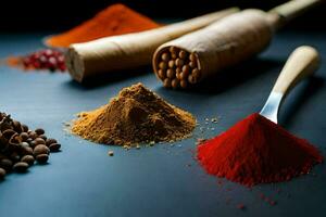 spices and spices on a table. AI-Generated photo