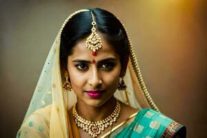 a beautiful indian woman in traditional attire. AI-Generated photo