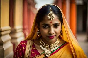 a beautiful indian woman in traditional attire. AI-Generated photo