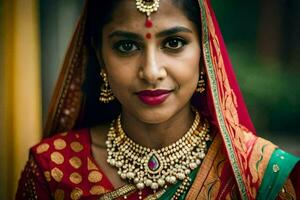 a beautiful indian bride in traditional attire. AI-Generated photo