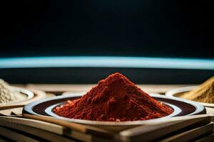 three different types of spices are shown in a bowl. AI-Generated photo