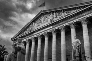 Exterior View of the French National Assembly, Paris, France - Black and White Photo