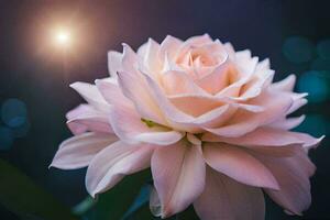 a pink rose is shown in front of the sun. AI-Generated photo