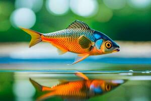 a fish is reflected in the water. AI-Generated photo