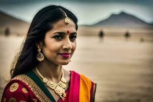 a beautiful indian woman in traditional attire. AI-Generated photo