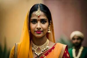 a beautiful indian bride in traditional attire. AI-Generated photo