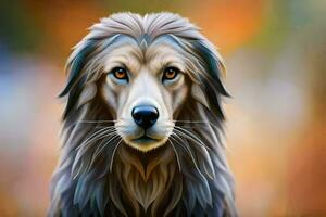 a painting of a dog with a long, brown hair. AI-Generated photo