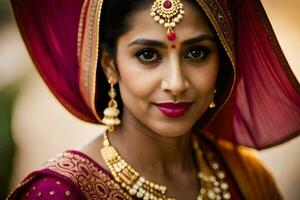 a beautiful indian bride in traditional attire. AI-Generated photo