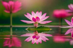 pink lotus flowers in the water. AI-Generated photo