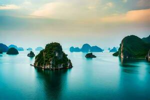 el hermosa paisaje de halong bahía. generado por ai foto