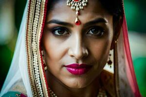 a beautiful indian bride in traditional attire. AI-Generated photo