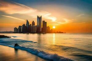 the city skyline in abu dhabi. AI-Generated photo