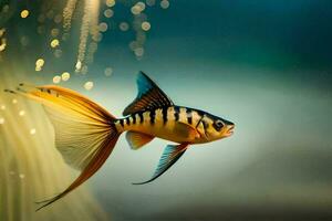 a fish with a yellow and black tail. AI-Generated photo