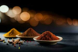 spices and spices on a table. AI-Generated photo