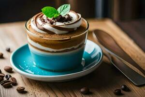 café y chocolate postre en un vaso. generado por ai foto