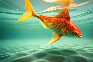 goldfish swimming in the ocean. AI-Generated photo