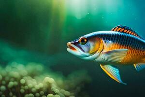 un pescado nadando en el océano. generado por ai foto