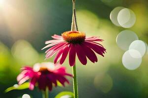 a butterfly is perched on a pink flower. AI-Generated photo