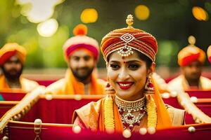 a bride in traditional indian attire. AI-Generated photo