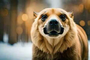 un perro con un grande nariz y un grande boca. generado por ai foto