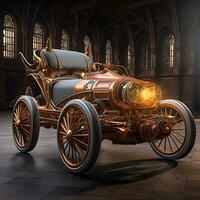 Vintage Steam Powered Beauty Car   generative ai photo