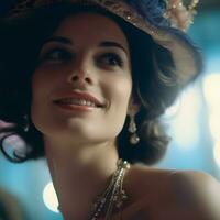 Mesmerizing portrait of a stunning young woman with a captivating gaze. Generative ai. photo
