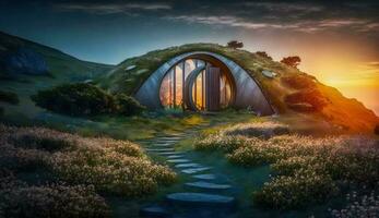 Futuristic Underground Home generated by AI photo