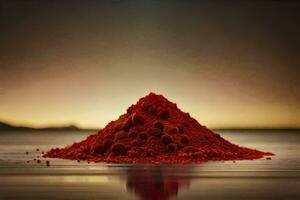 a pile of red powder on top of water. AI-Generated photo