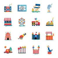 Modern Set of Carnival and Cinema Flat Icons vector
