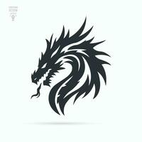 Head of dragon silhouette icon. Astrology chinese lunar calendar animal. Vector illustration