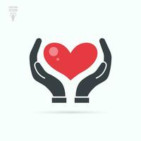 Hands holding heart symbol. Humanitarian aid, philanthropy and donation concept. Vector illustration