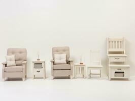 Furniture on white background AI Generative photo