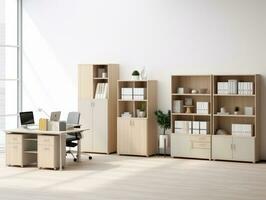 mueble en blanco antecedentes ai generativo foto