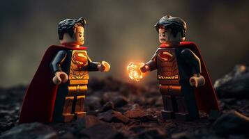 Lego héroes equipo arriba a salvar el mundo ai generativo foto