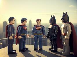 Lego heroes teaming up to save the world AI Generative photo