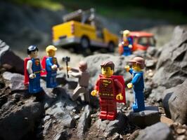 Lego heroes teaming up to save the world AI Generative photo