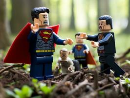 Lego heroes teaming up to save the world AI Generative photo