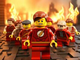 Lego heroes teaming up to save the world AI Generative photo