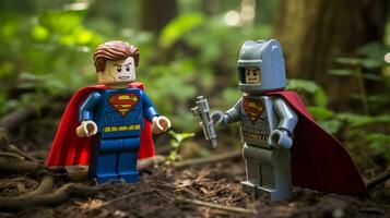 Lego heroes teaming up to save the world AI Generative photo